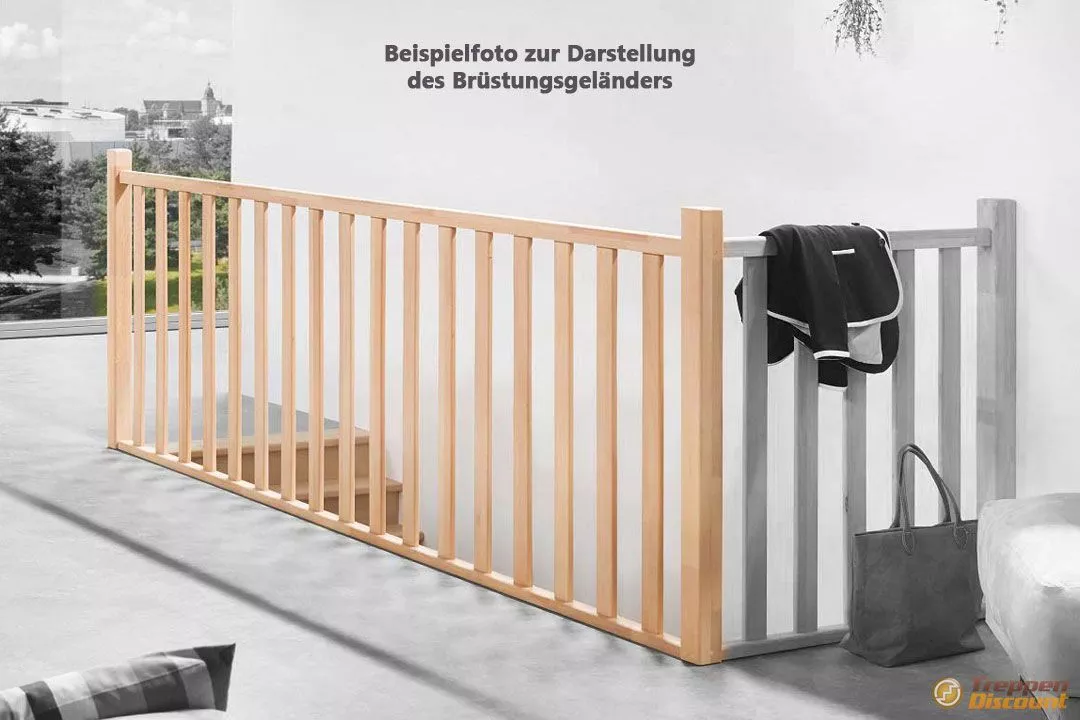 Holzsäulen Brüstungsgeländer in Buche für die Massivholztreppe Savoy (320 cm Set)